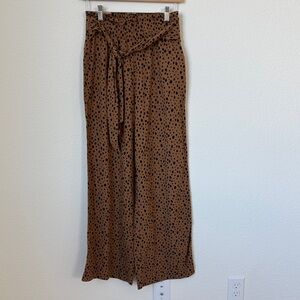 Abercrombie & Fitch Tan Wide Leg Pants with Black Spots